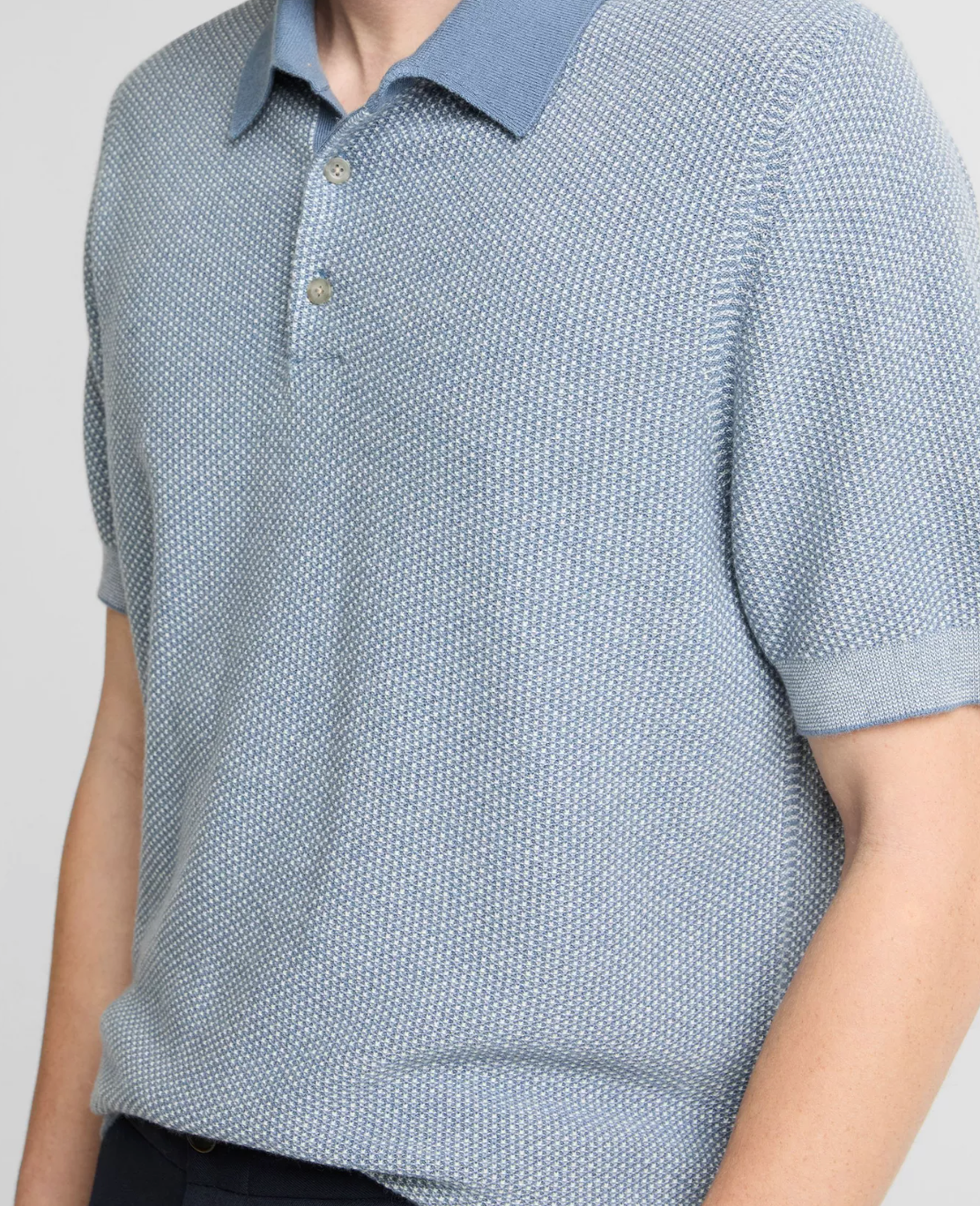 Vince Geo Jacquard SS Polo Uniform Blue/Cream