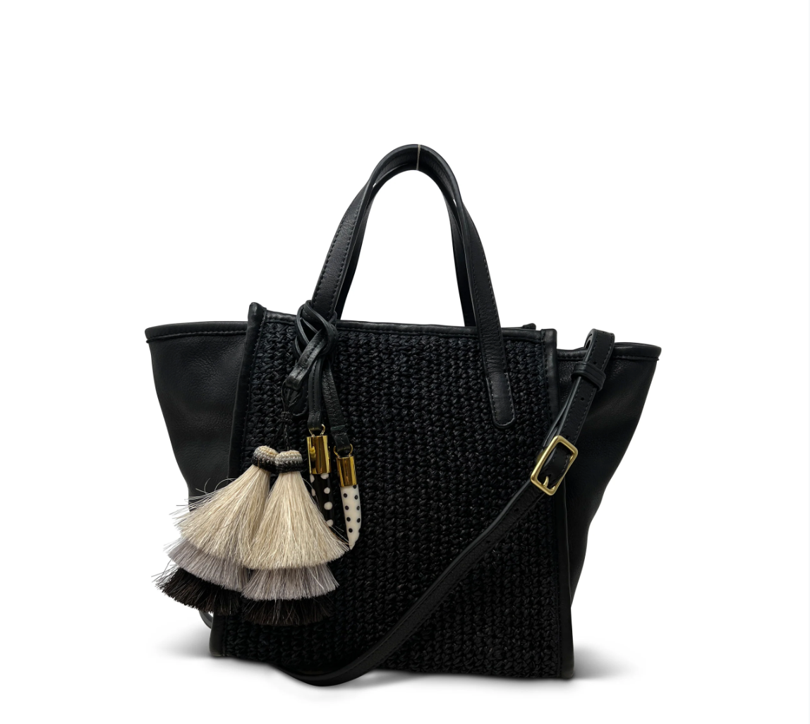 Kempton Mini Tote Black Raffia