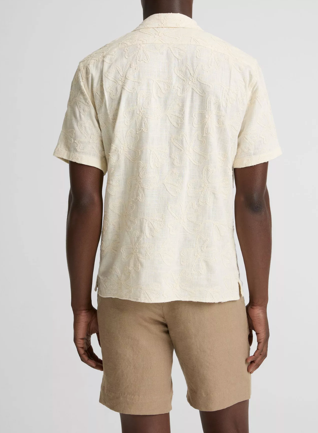 Vince Embroidered Floral SS Cabana Shirt Blanco