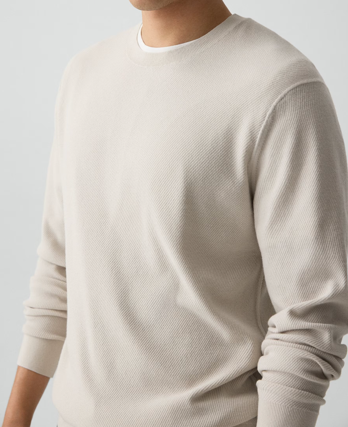 Theory Riland LS Lightweight Crewneck Silver Cloud