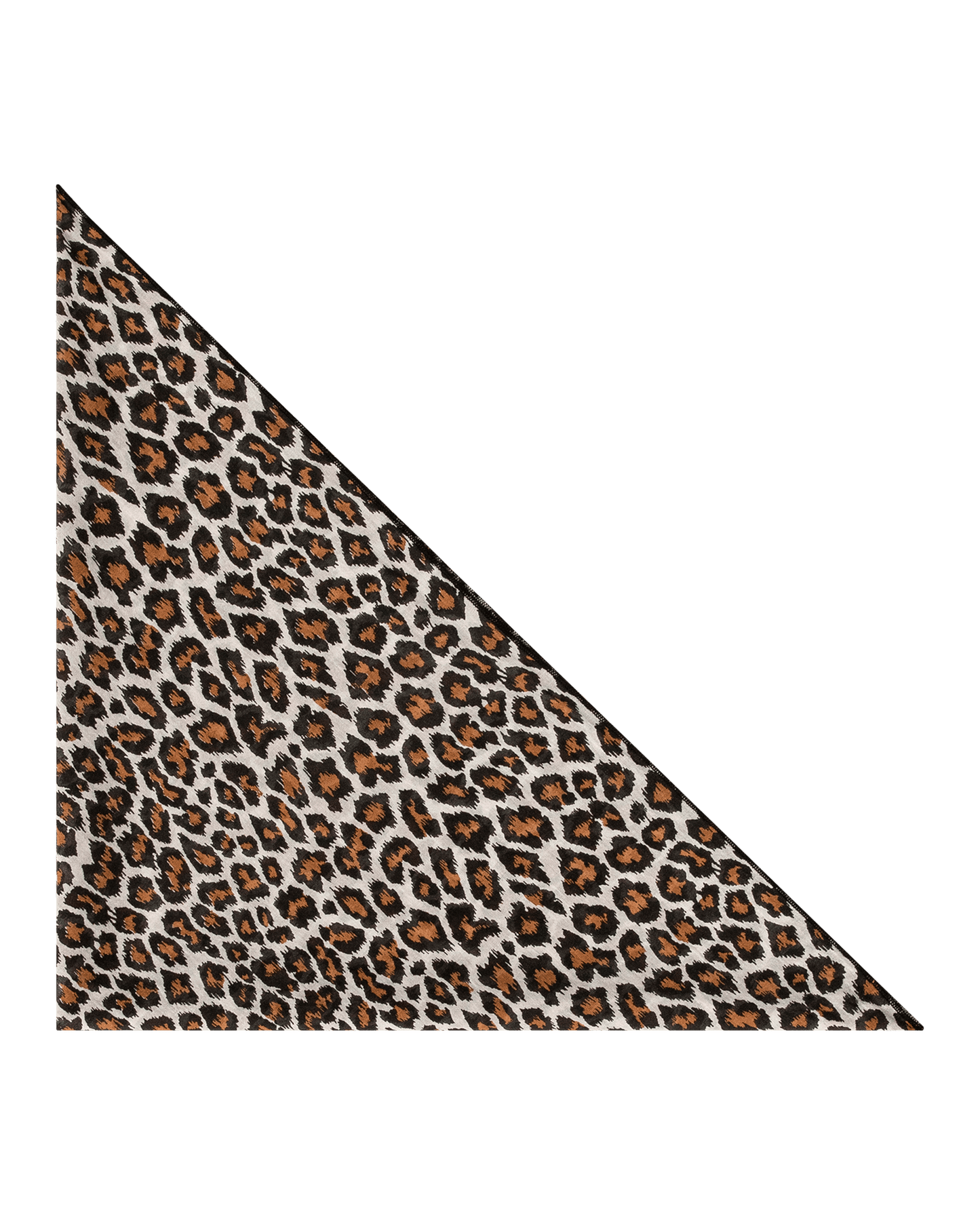 Triangle-folded bandana with classic leopard print in brown, black, and cream tones