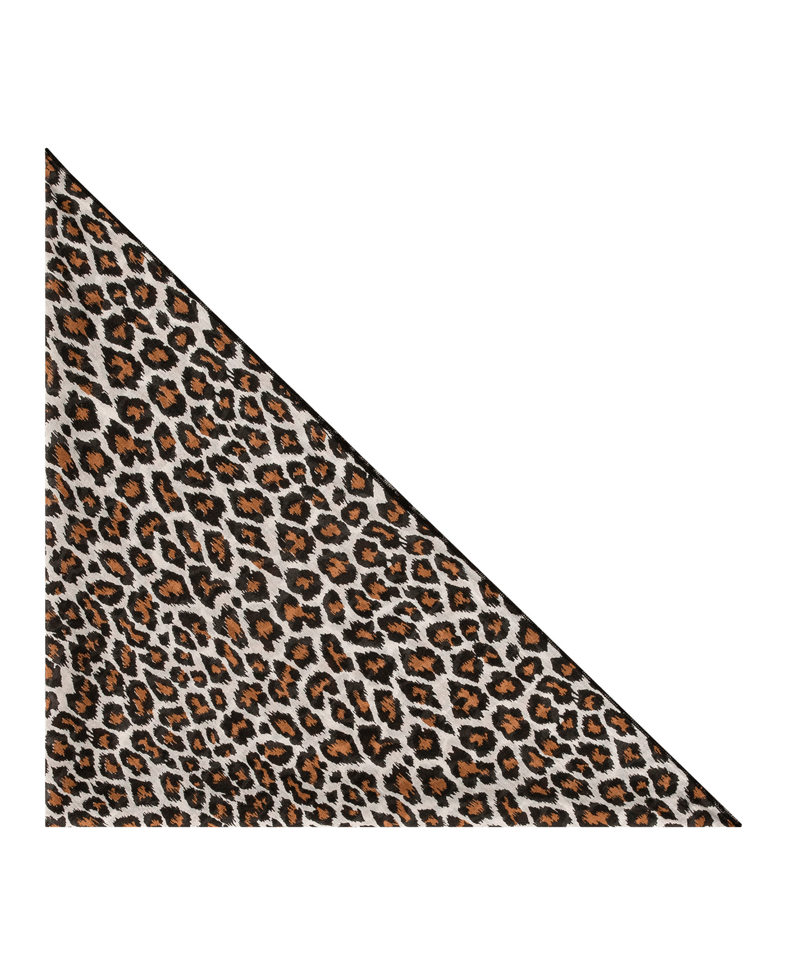 Triangle-folded bandana with classic leopard print in brown, black, and cream tones