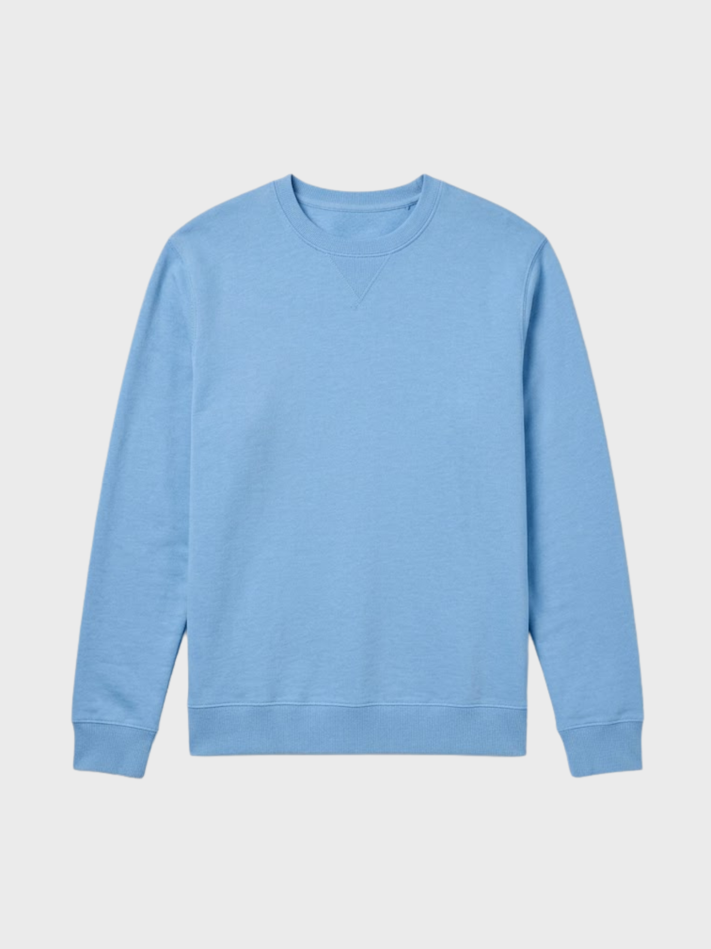 Easy Mondays azure blue crew neck cotton sweatshirt with ribbed cuffs and hem