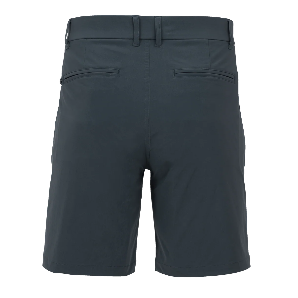 Greyson men's golf shorts in dark gray showing back view with belt loops and rear pockets