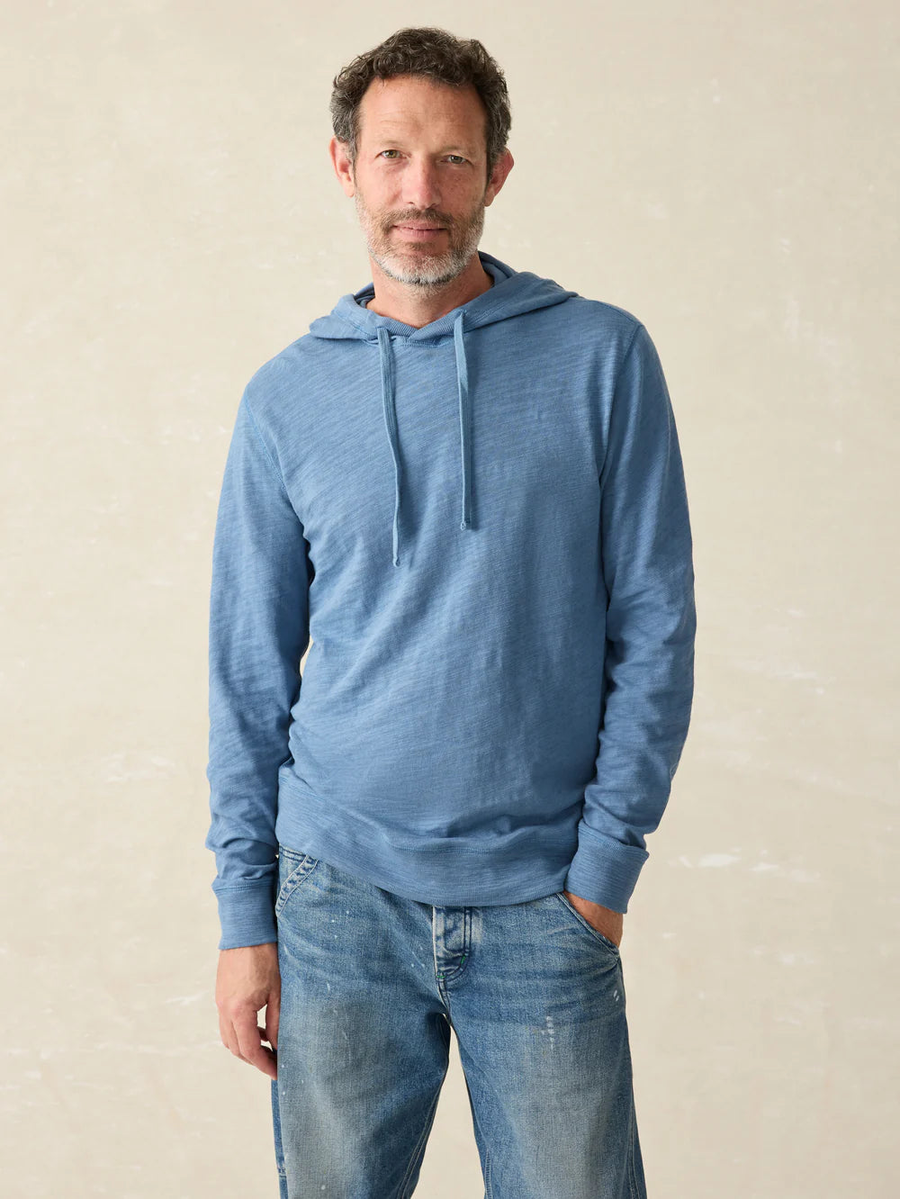 Faherty Sunwashed Slub Hoodie Aqua Ocean