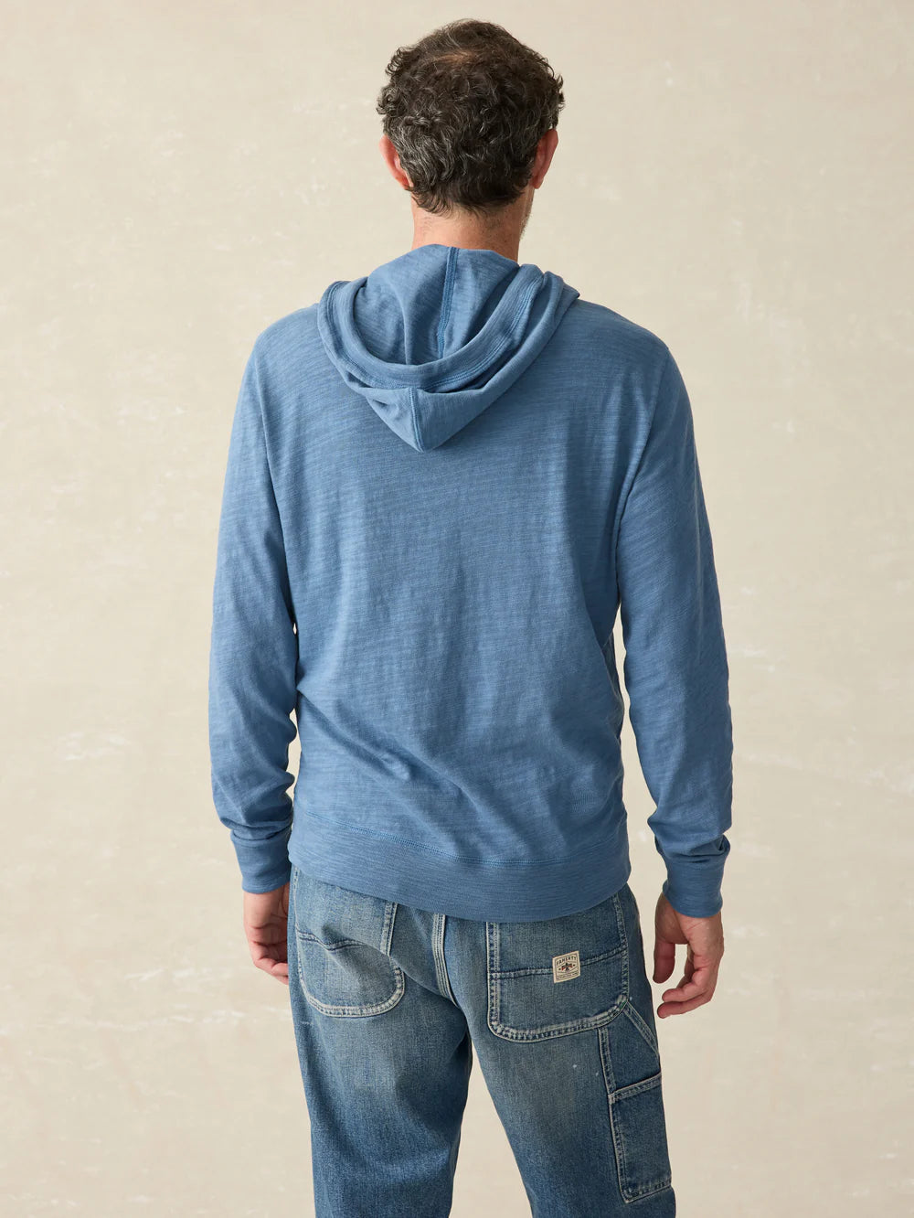 Faherty Sunwashed Slub Hoodie Aqua Ocean