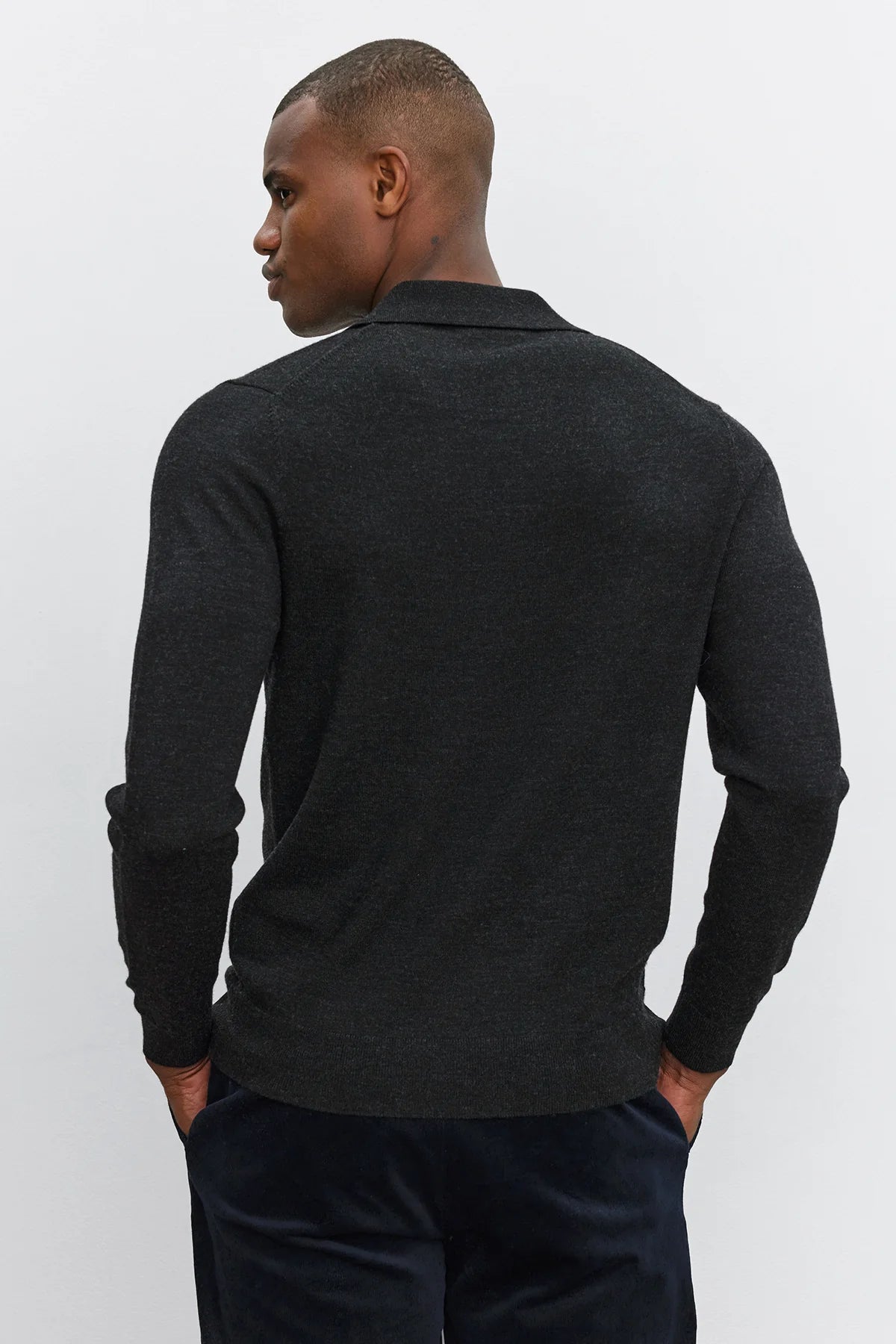 Velvet Arthur Merino LS Polo Charcoal