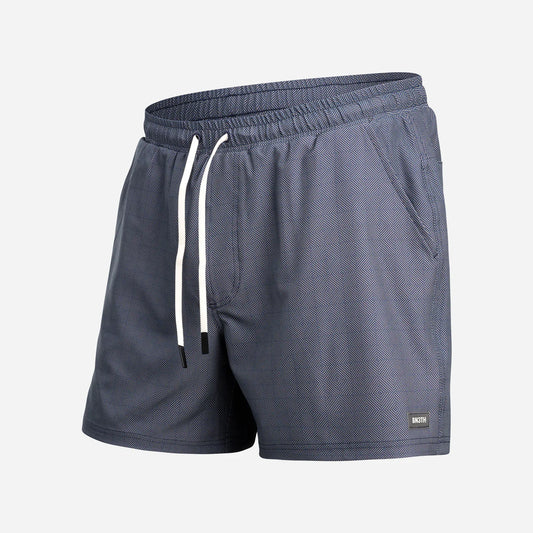 BN3TH men's swim shorts with geometric diamond pattern and white drawstring cord