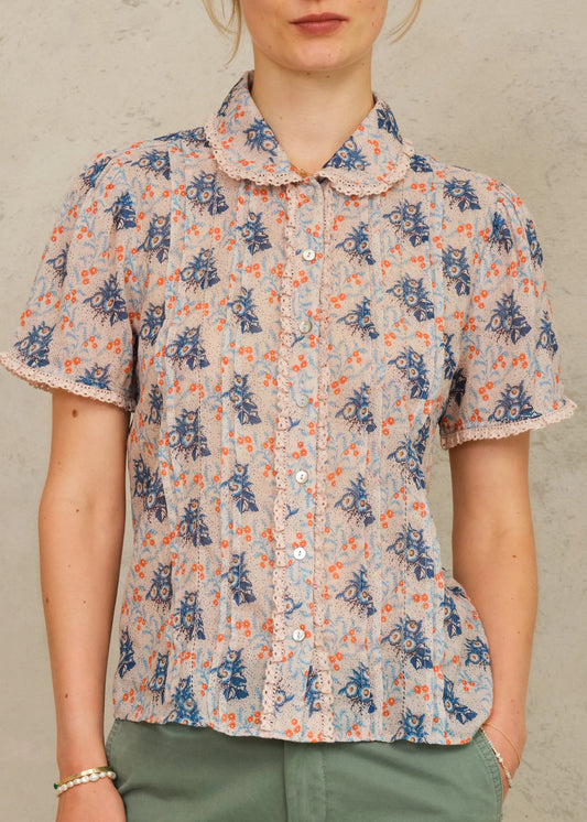 MABE Aster Print Collar SS Top Multi