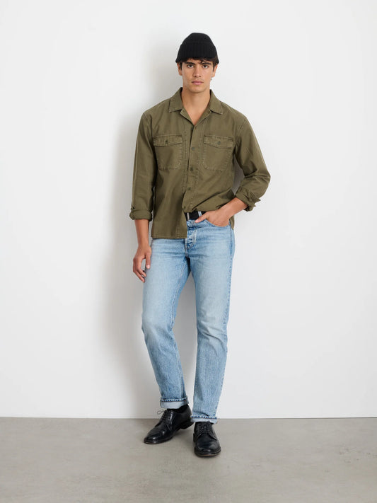 Alex Mill Field Pocket Shirt in Crosshatch Cotton Dried Basil