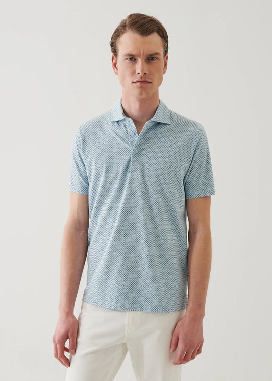 Patrick Assaraf SS Print Polo Baby Blue