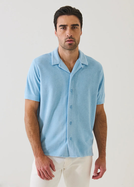 Patrick Assaraf SS Beach Terry Camp Shirt Blue Bell