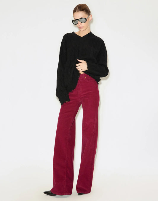 Re/Done High Rise Wide Leg Beet Cord