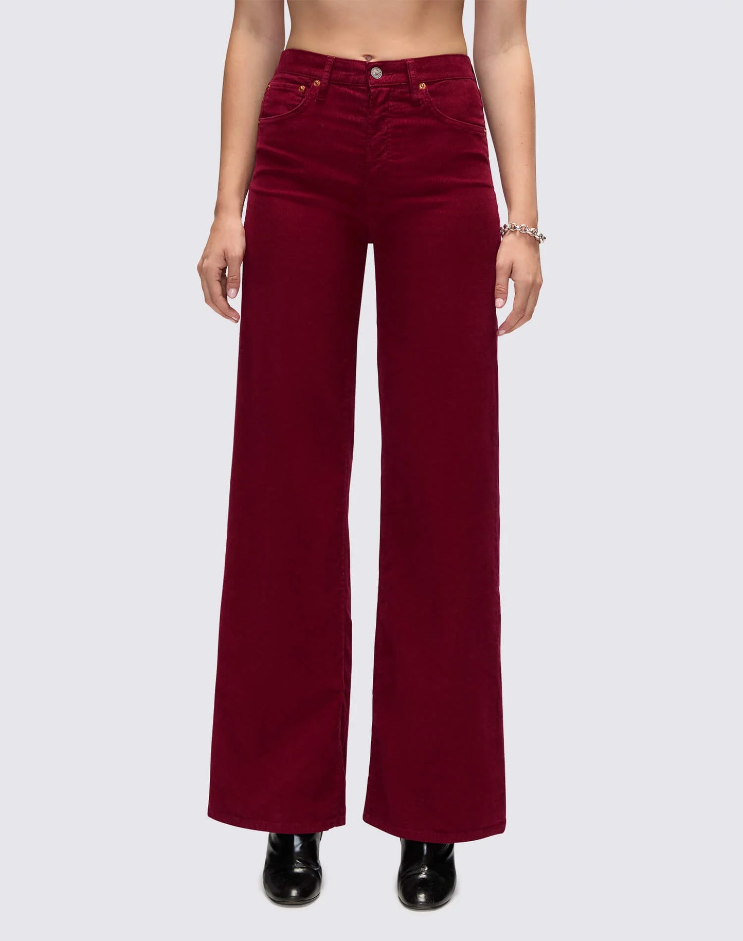 Re/Done High Rise Wide Leg Beet Cord