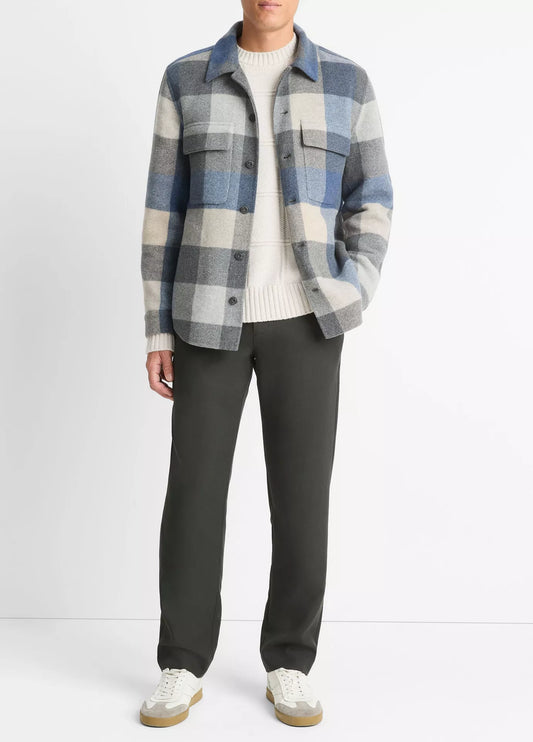 Vince Plaid Splittable Shirt Jacket Beluga Blue/H Charc