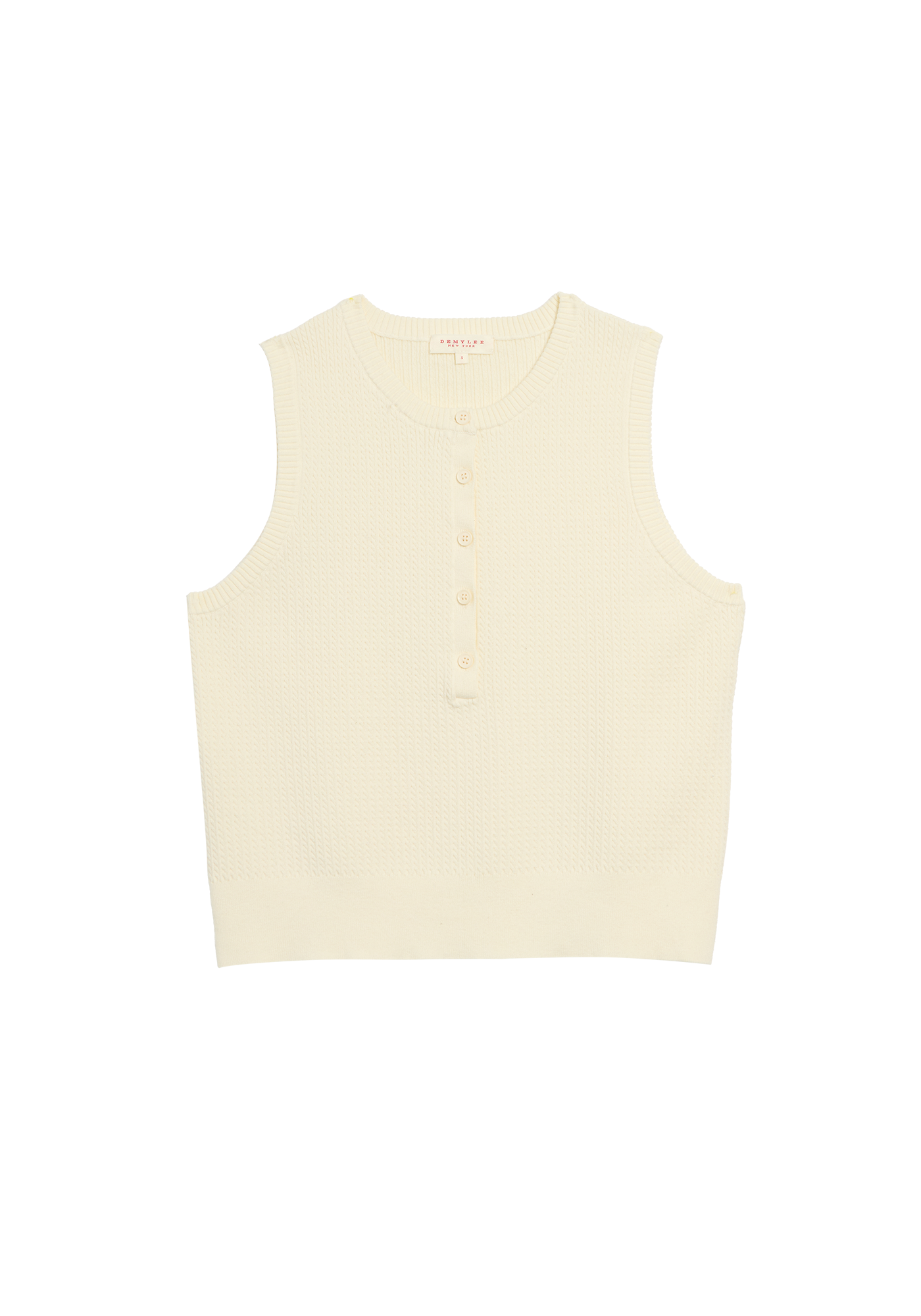 Demylee Bianca Cotton Cashmere sleeveless vest in off white with button placket