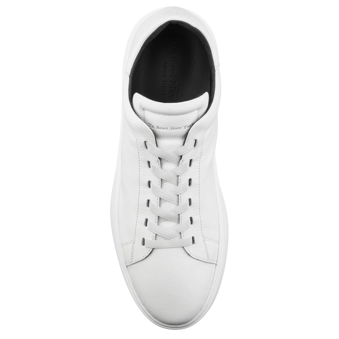 To Boot James white leather lace-up sneaker with black insole, viewed from above
