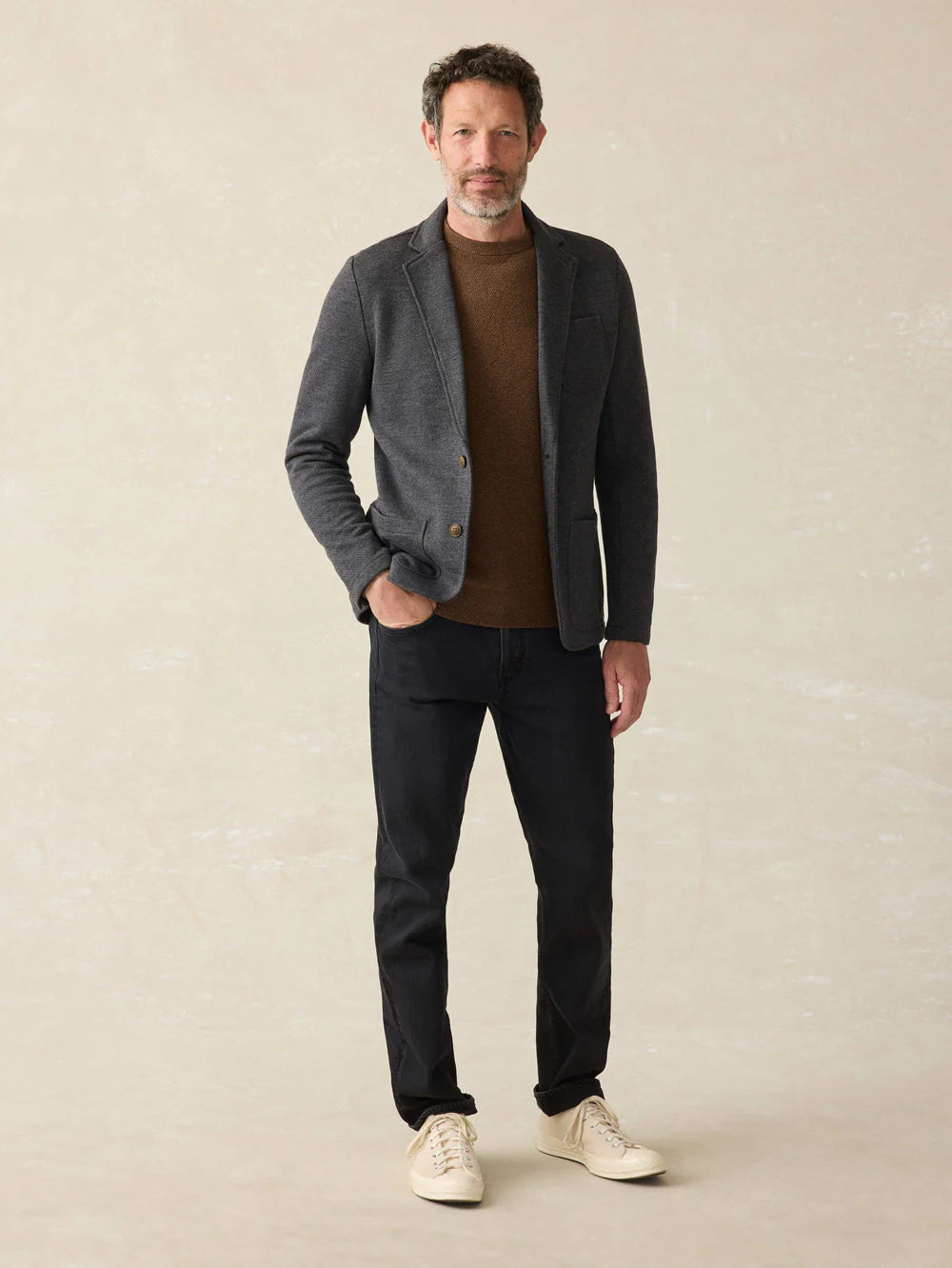 Faherty Inlet Knit Blazer Black Sky Melange