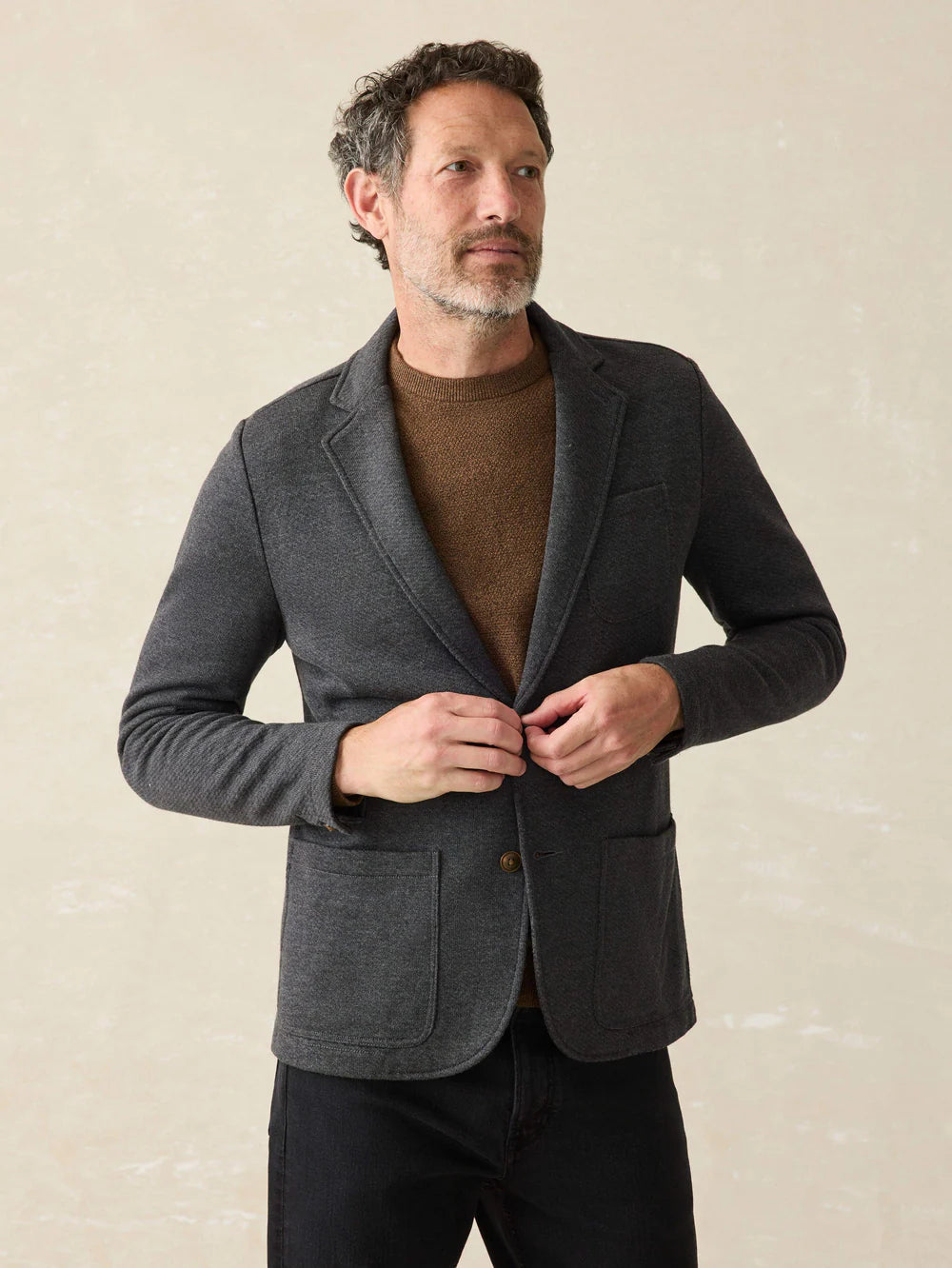 Faherty Inlet Knit Blazer Black Sky Melange