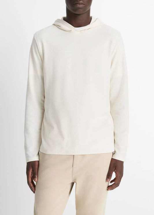 Vince Pima Pique Hoodie Blanco
