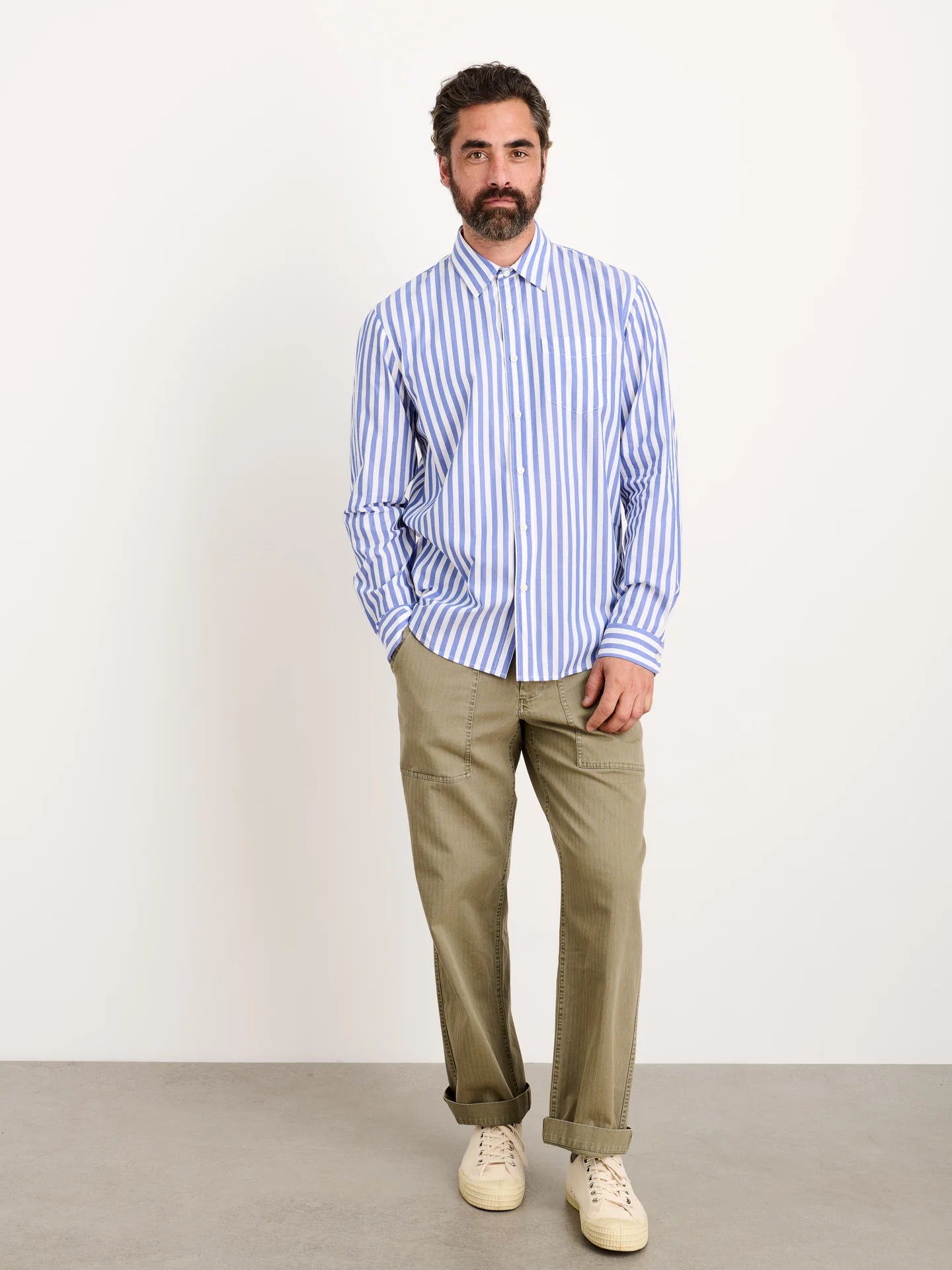 Alex Mill Mill Shirt in Striped Cotton Poplin Blue/White