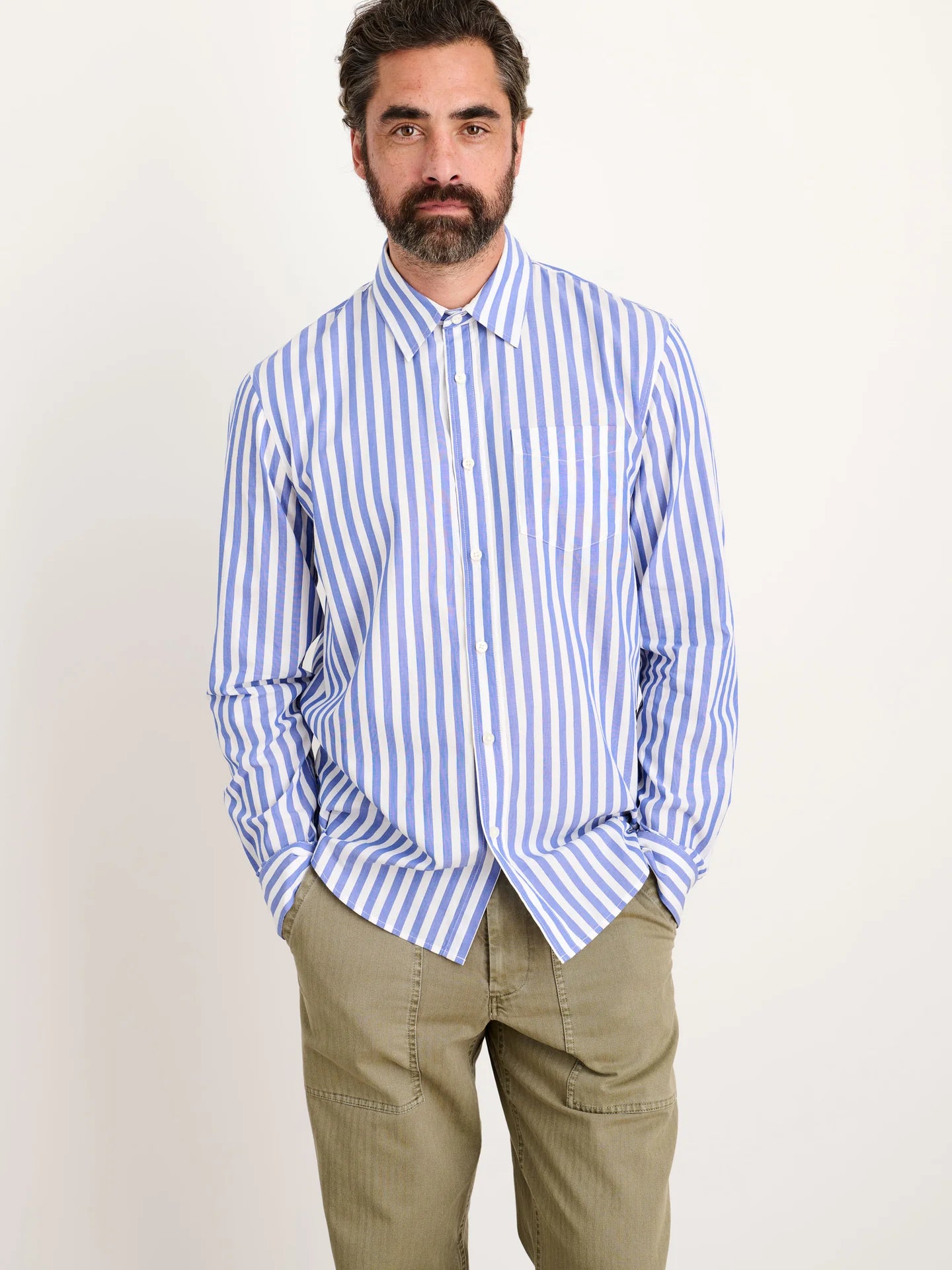 Alex Mill Mill Shirt in Striped Cotton Poplin Blue/White