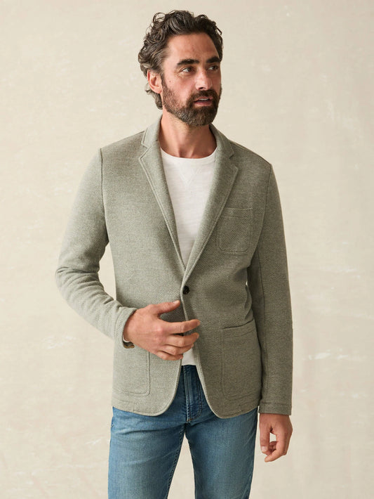 Faherty Inlet Knit Blazer Olive Leaf Melange