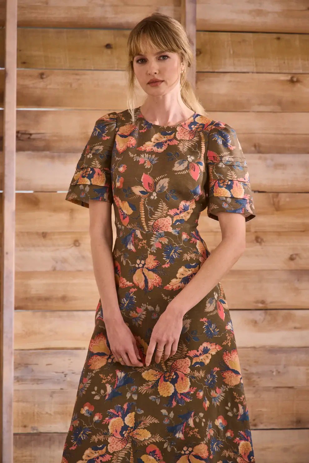Hunter Bell Casey Dress Olive Floral