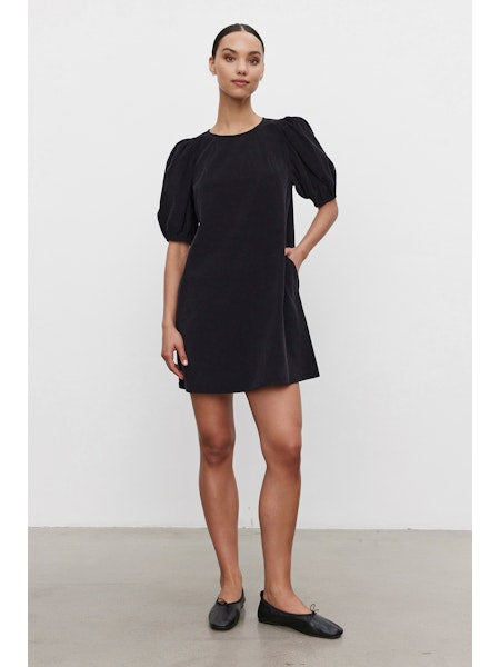 Velvet Cathy Corduroy Mini Dress Black