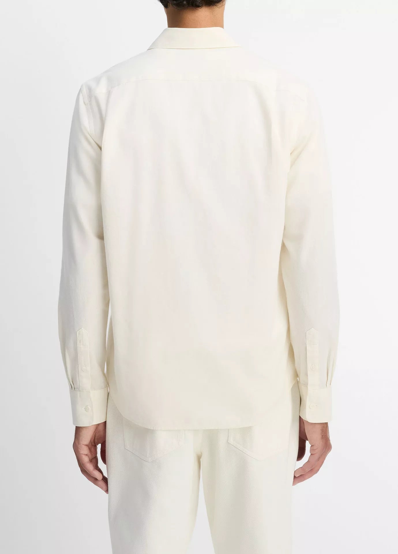Vince Chambray LS Open Collar Shirt Off White