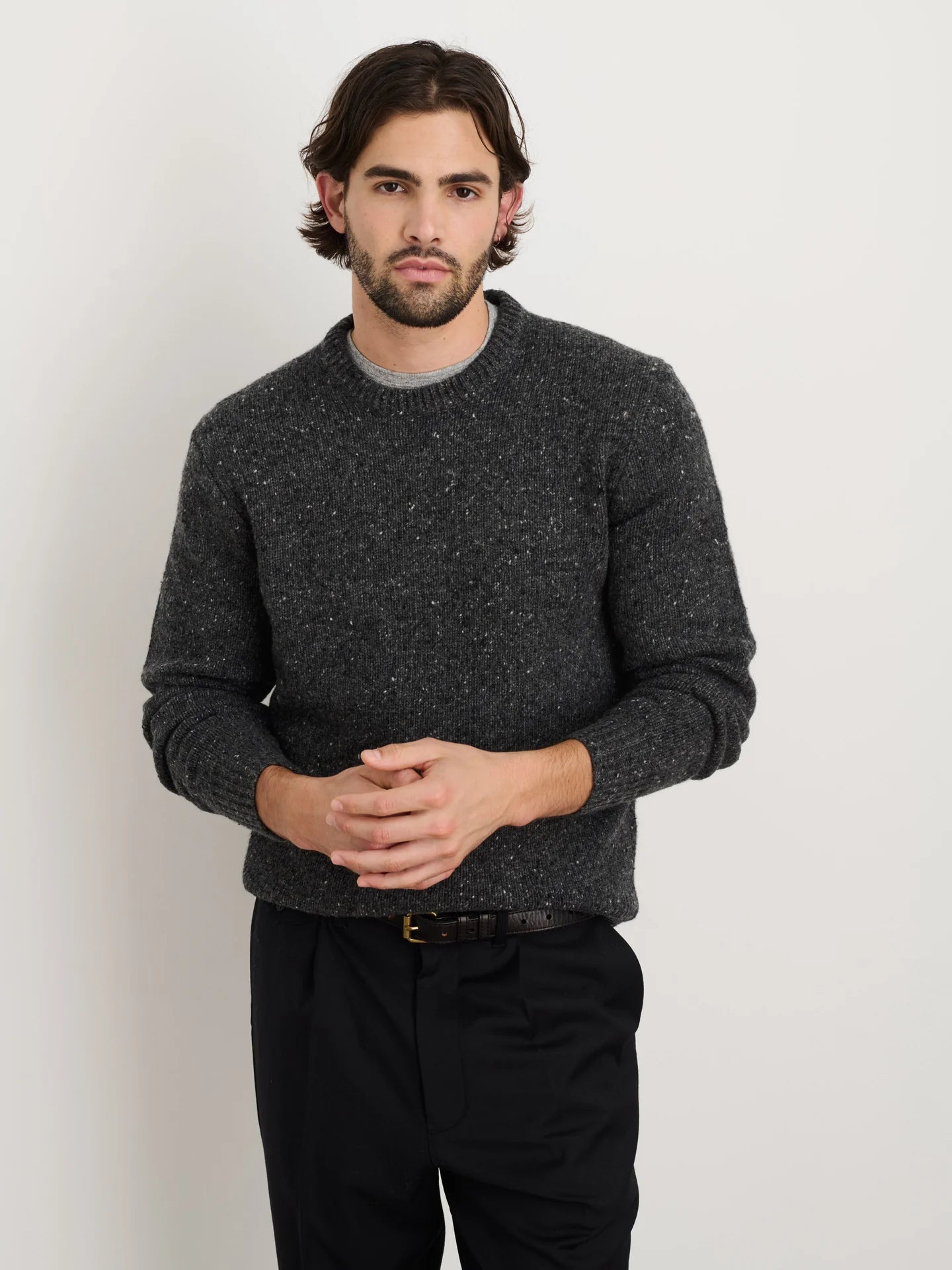 Alex Mill Downing Crewneck in Charcoal Donegal Wool
