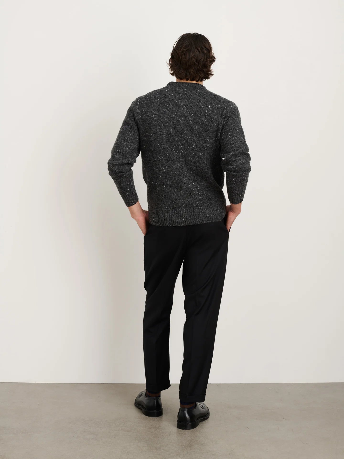 Alex Mill Downing Crewneck in Charcoal Donegal Wool