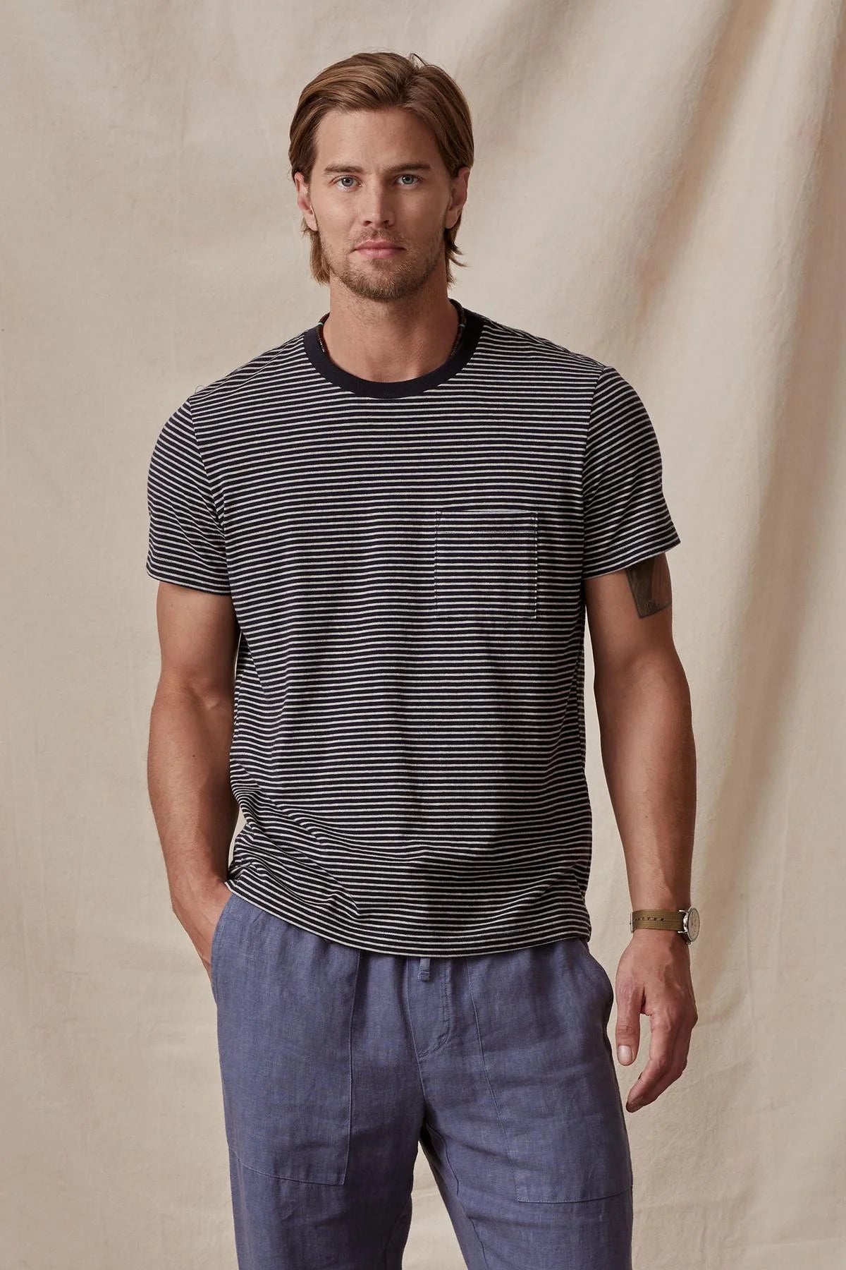 Velvet Chazz SS Stripe Tee Navy