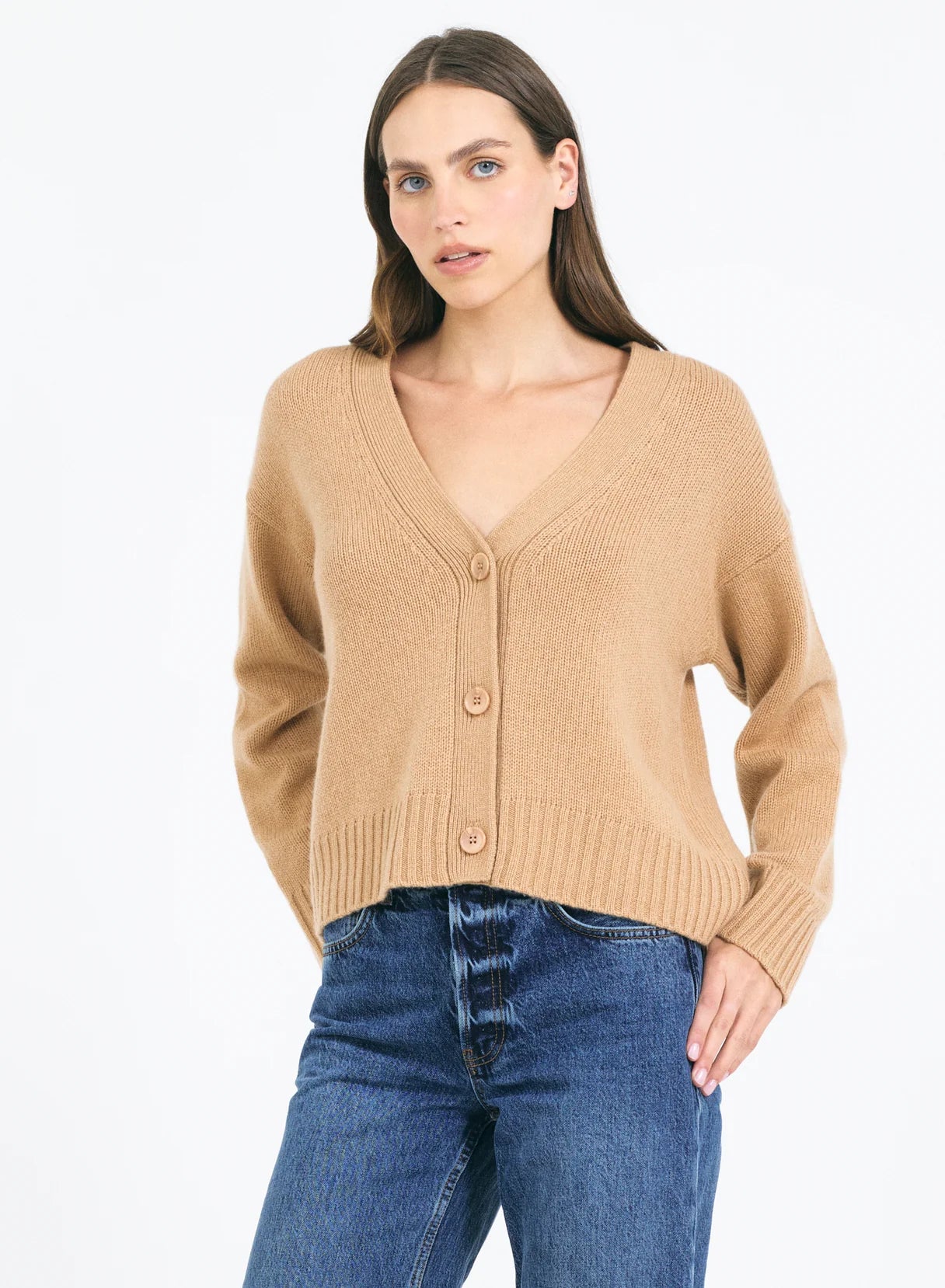 One Grey Day Aster Cashemere Cardigan Chestnut