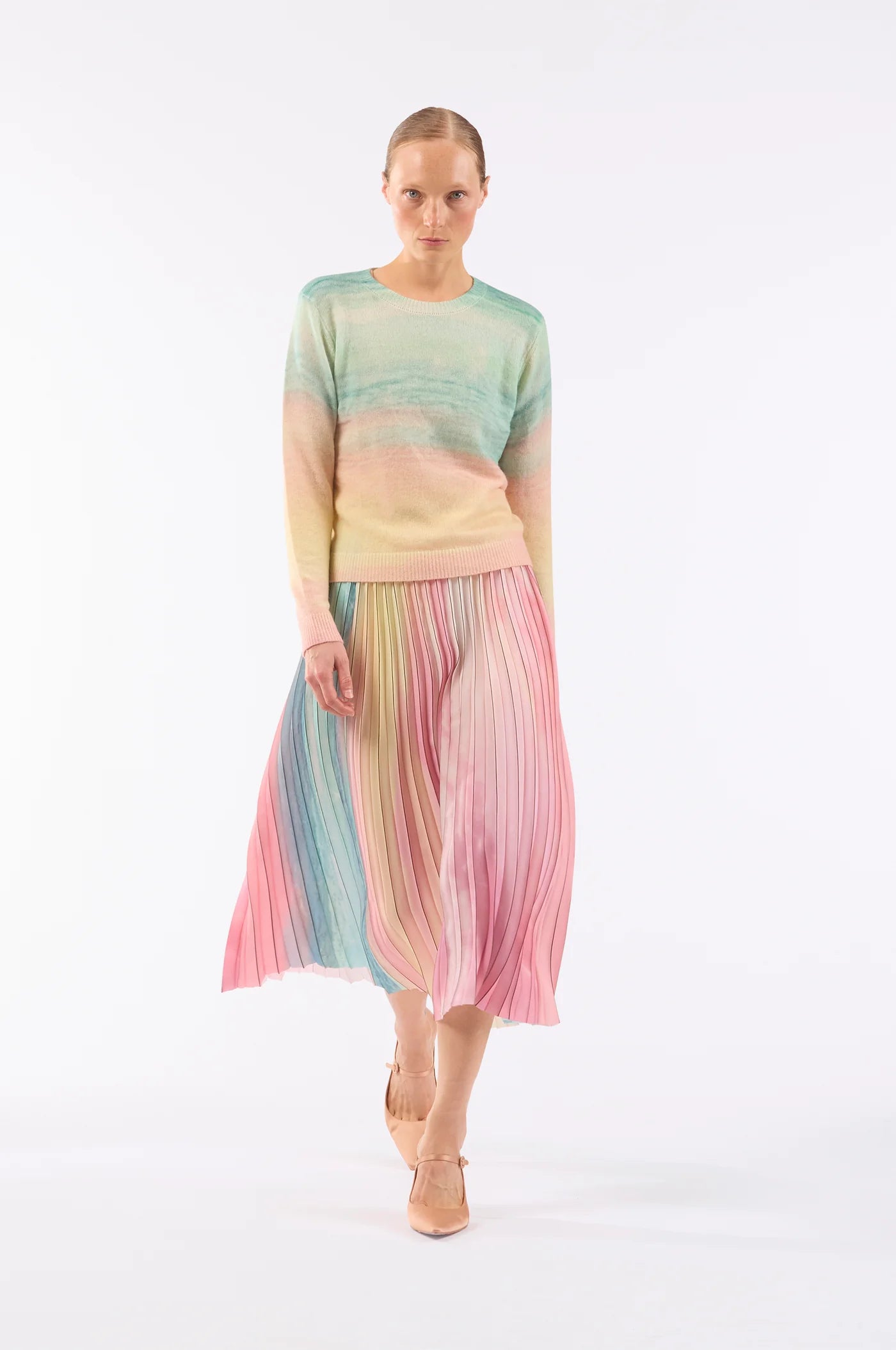 Le Superbe Scattered Clouds Pleated Skirt Sparkling Surf