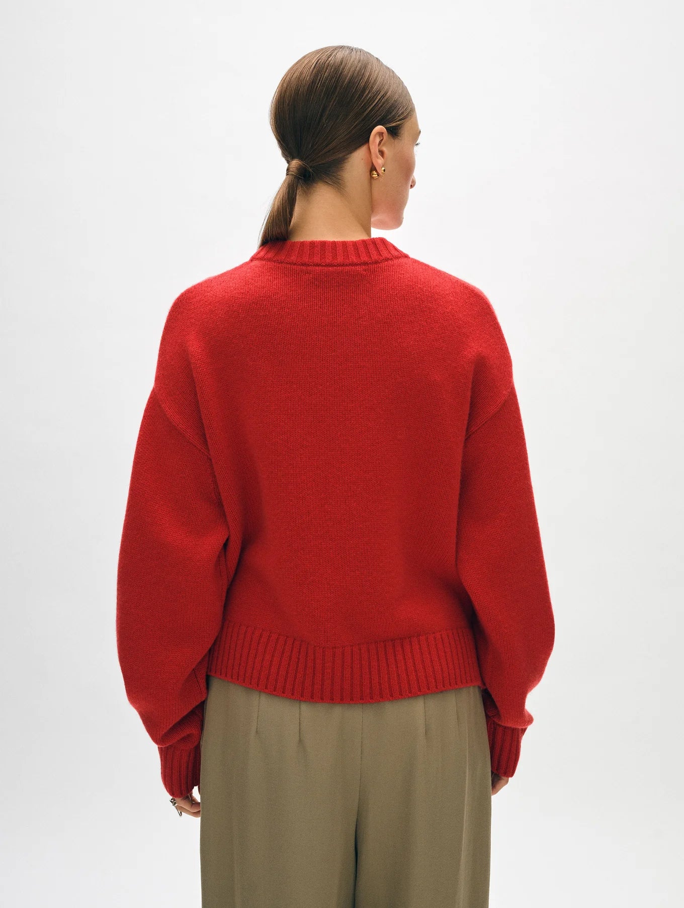 White + Warren Cashmere Blend Drop Shouder Crewneck Cottage Red