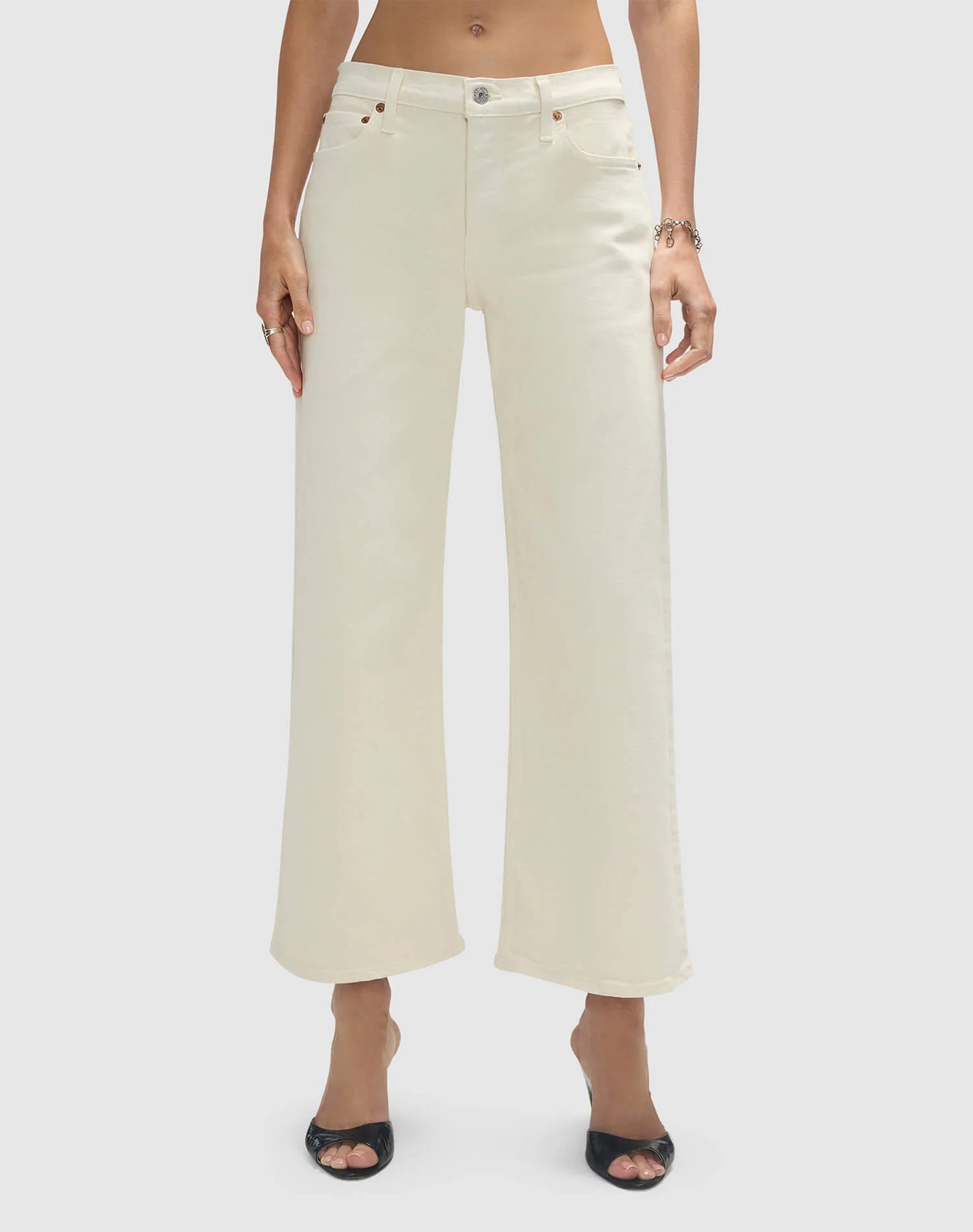 Re/Done Mid Rise Wide Leg Crema