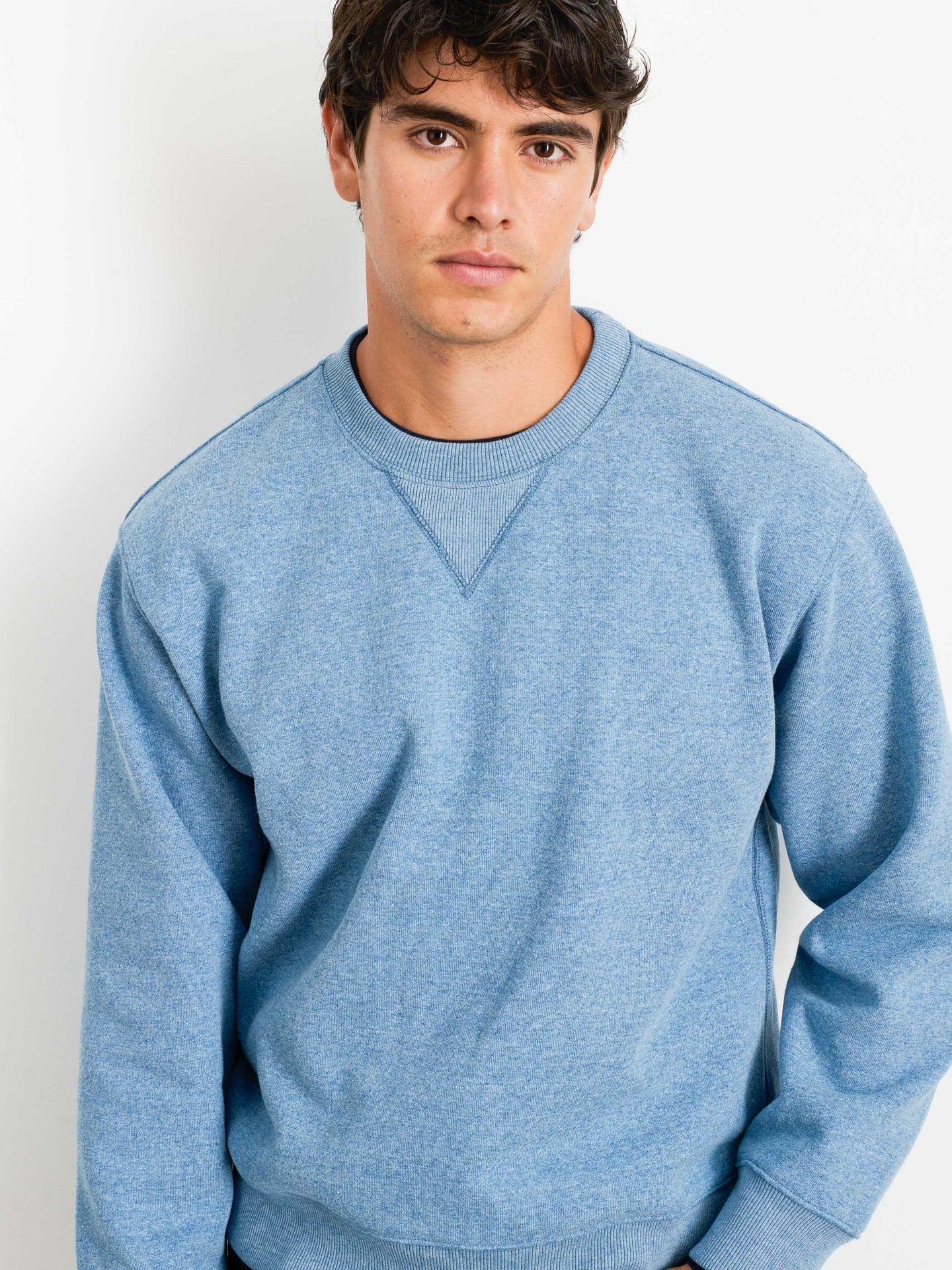 Alex Mill Marlon Sweatshirt in Cotton Fleece Heather Delft Blue