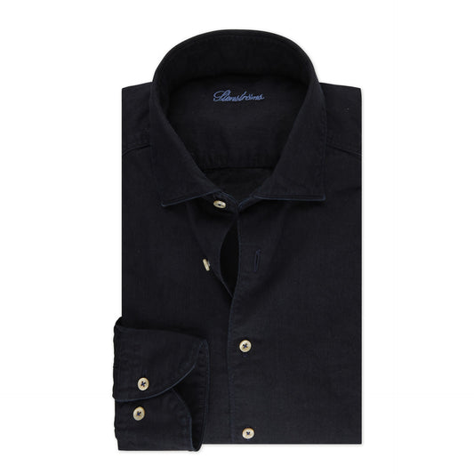 Stenstroms Fitted Solid Washed Black Shirt 173