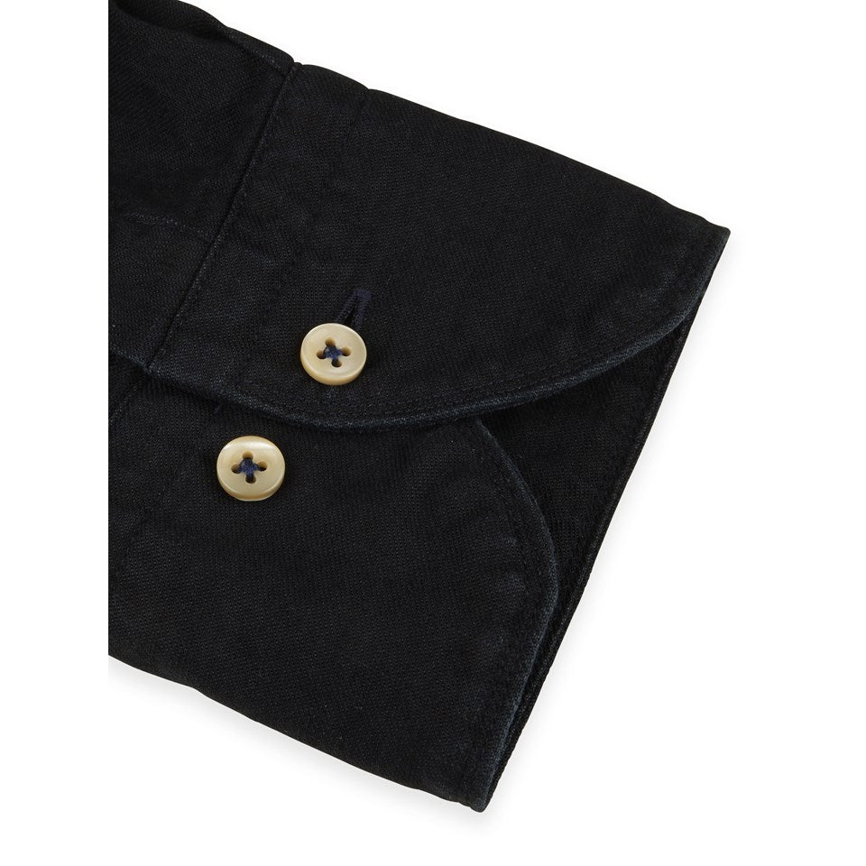 Stenstroms Fitted Solid Washed Black Shirt 173