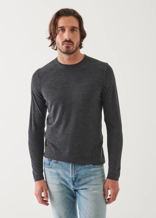 Patrick Assaraf 14GG Merino Crew Derby Grey Mel