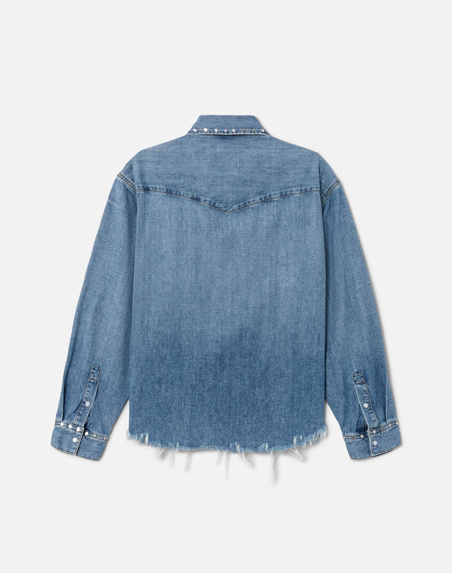 Re/Done Distressed Western Shirt Vintage Biker Blue Stud