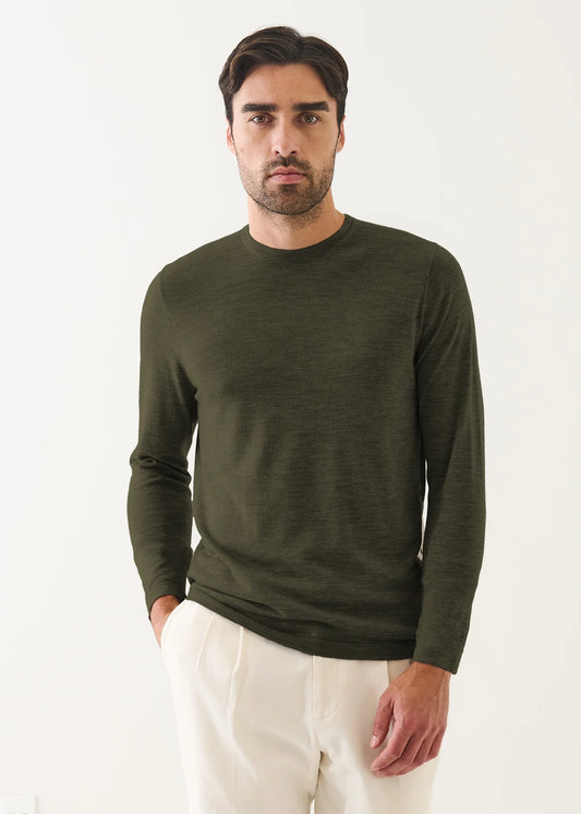 Patrick Assaraf 14GG XFine Merino Crew Deep Olive