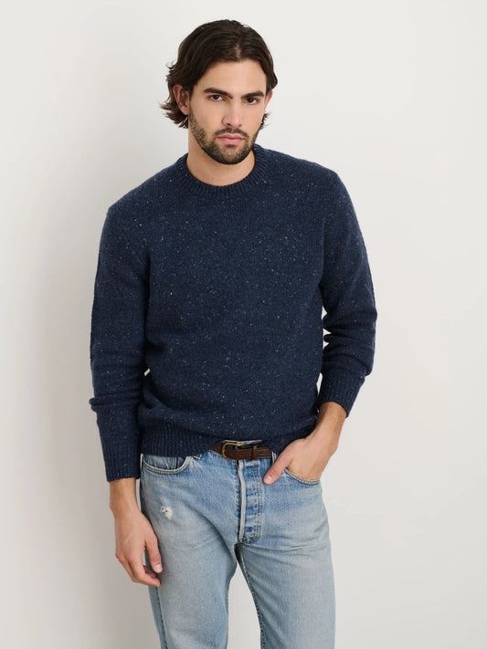Alex Mill Downing Crewneck in Navy Wool Donegal