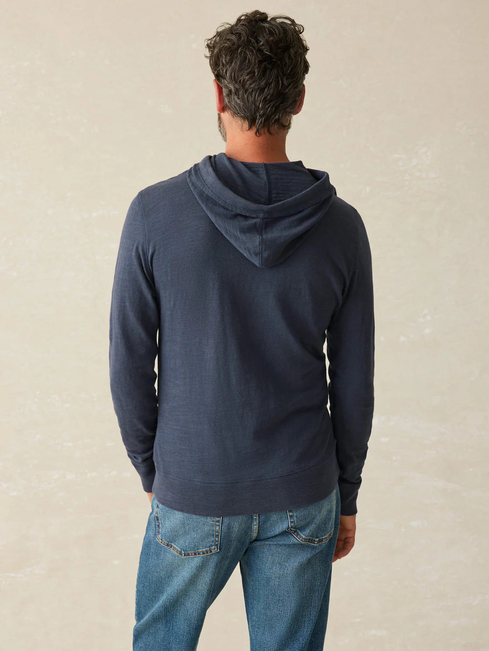 Faherty Sunwashed Slub Hoodie Navy Dume Stripe