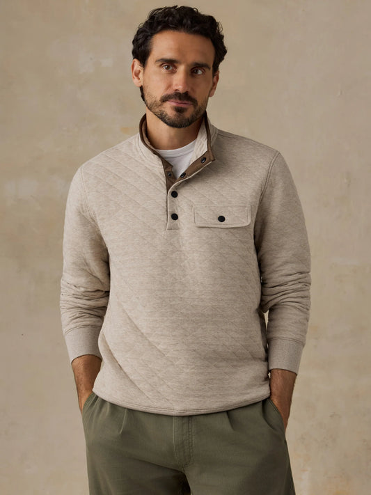 Faherty Epic Quilted Fleece PO Oatmeal Melange