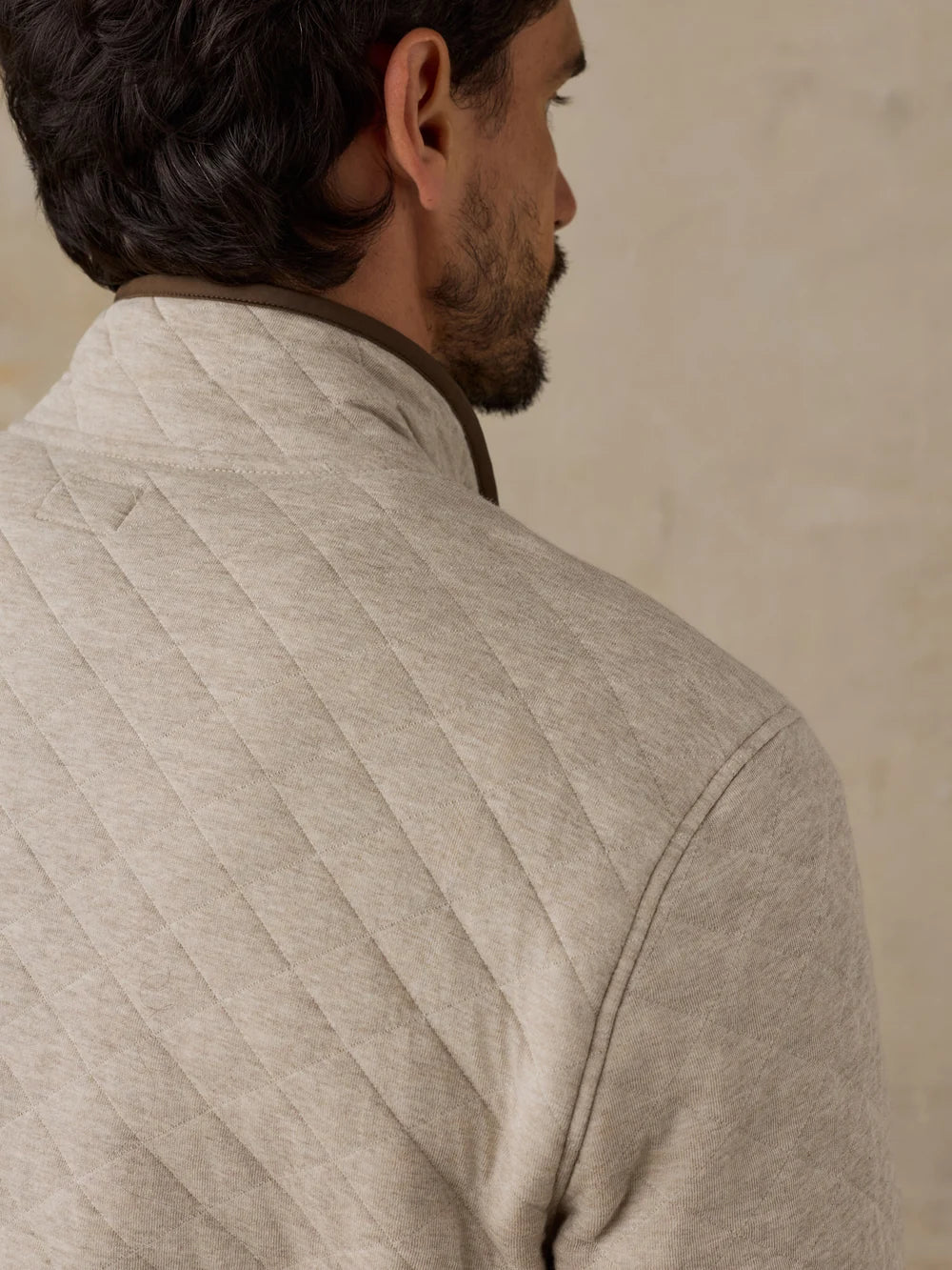 Faherty Epic Quilted Fleece PO Oatmeal Melange