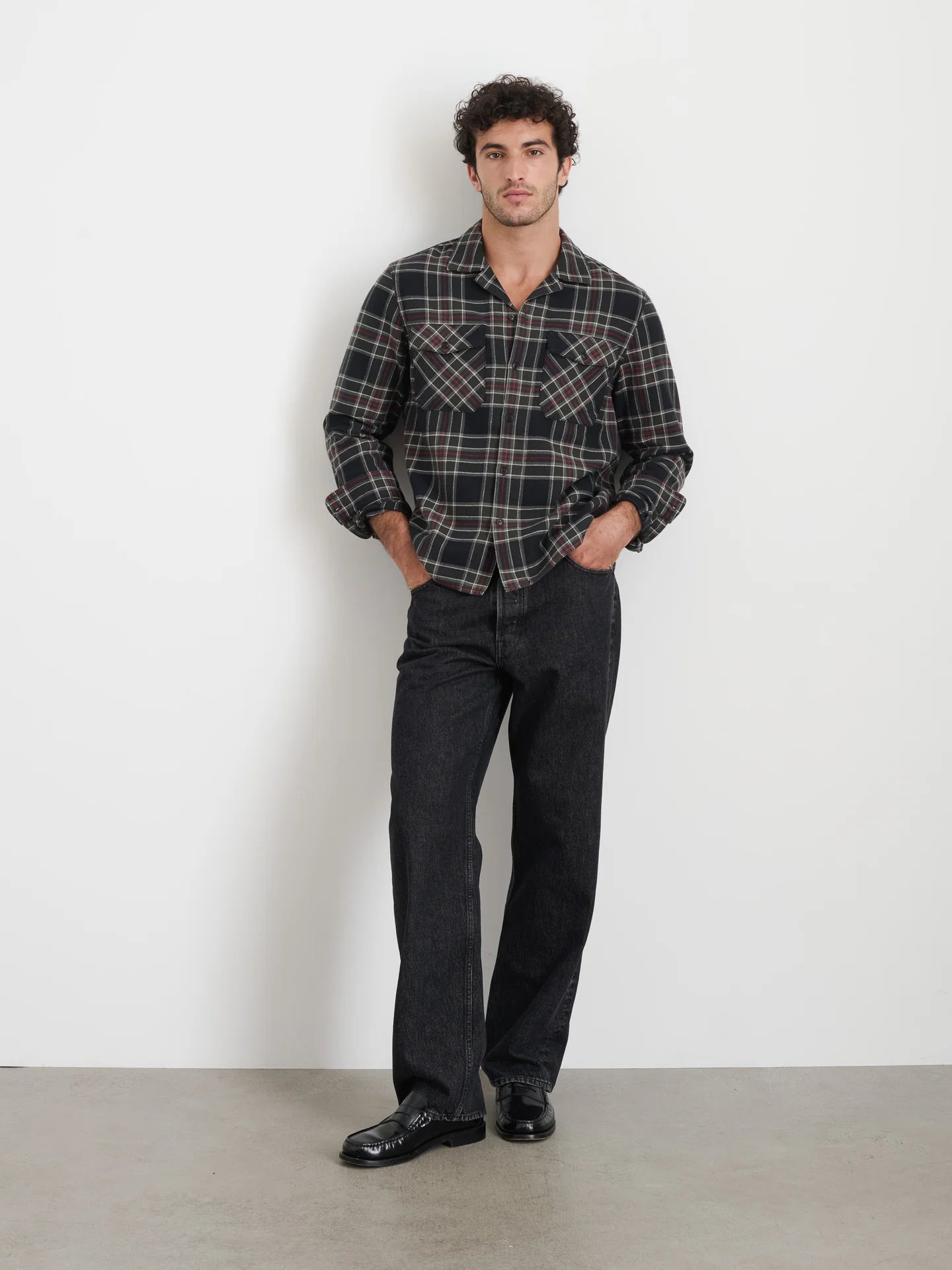 Alex Mill Kent Shirt in Black Plaid