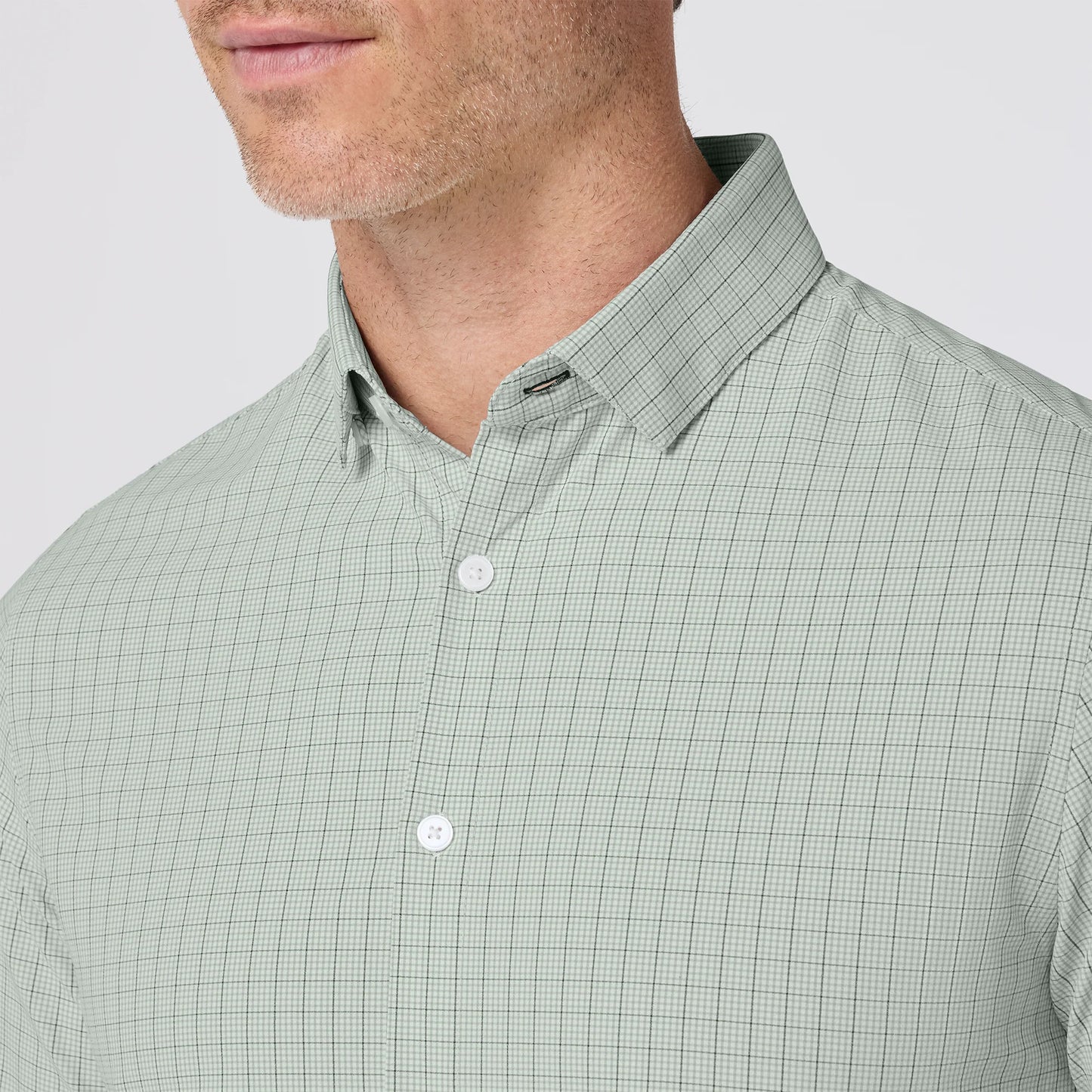 Mizzen + Main Leeward No Tuck LS Shirt Eucalyptus Mini Plaid