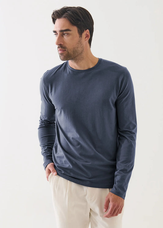 Patrick Assaraf LS Iconic Pima Stretch Crew Eventide